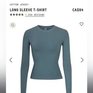 NWT SKIMS Cotton Jersey Long Sleeve Tee Kyanite